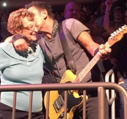 Adele Ann Springsteen with her son Bruce Springsteen at Theater at Madison square garden.